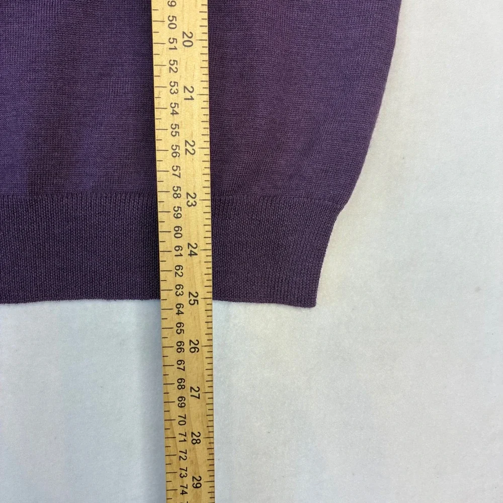 The Men's Store Bloomingdale's Quarter Zip Men L Purple Merino Wool Sweater Mock